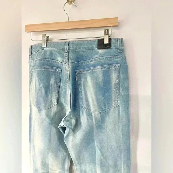 Vintage Levis’s 1990s Silvertab Distressed Coloring Flared Denim Jeans Size 11 - Picture 6 of 10